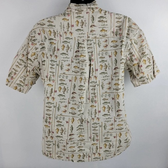 Woolrich Vintage Khaki Freshwater Fish Button Front Short Sleeve Shirt Size XL - Picture 7 of 12